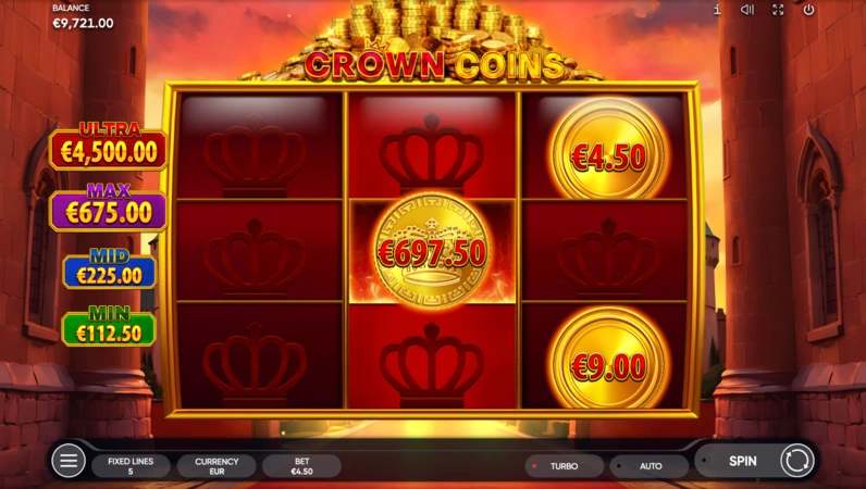 Crown Coins Royal Treasury Bonus Game with Gold Coins and Royal Coins