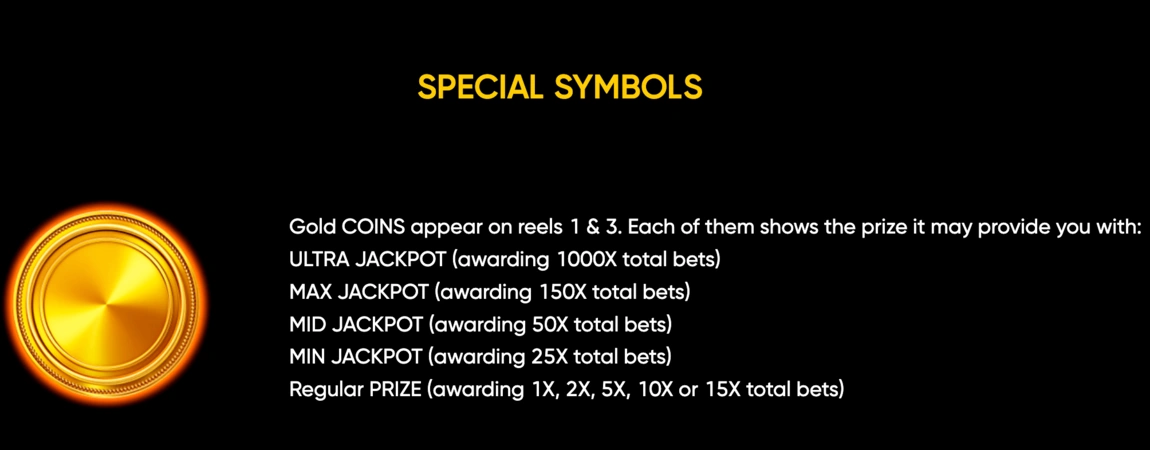 Crown Coins max win and jackpot information in the paytable