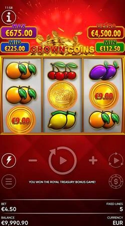 Crown Coins slot demo running on mobile device