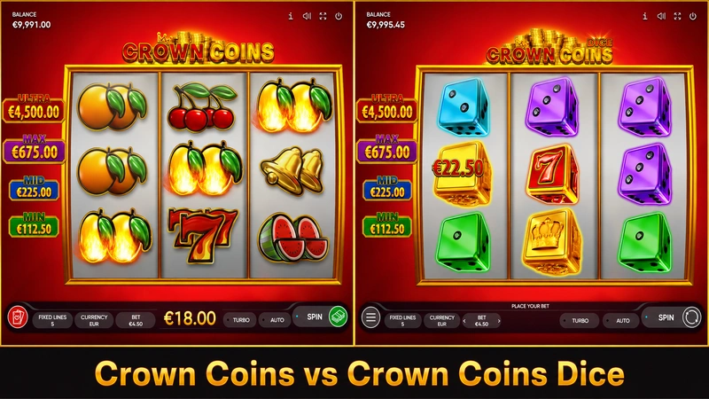 Crown Coins vs Crown Coins Dice Endorphina slot comparison